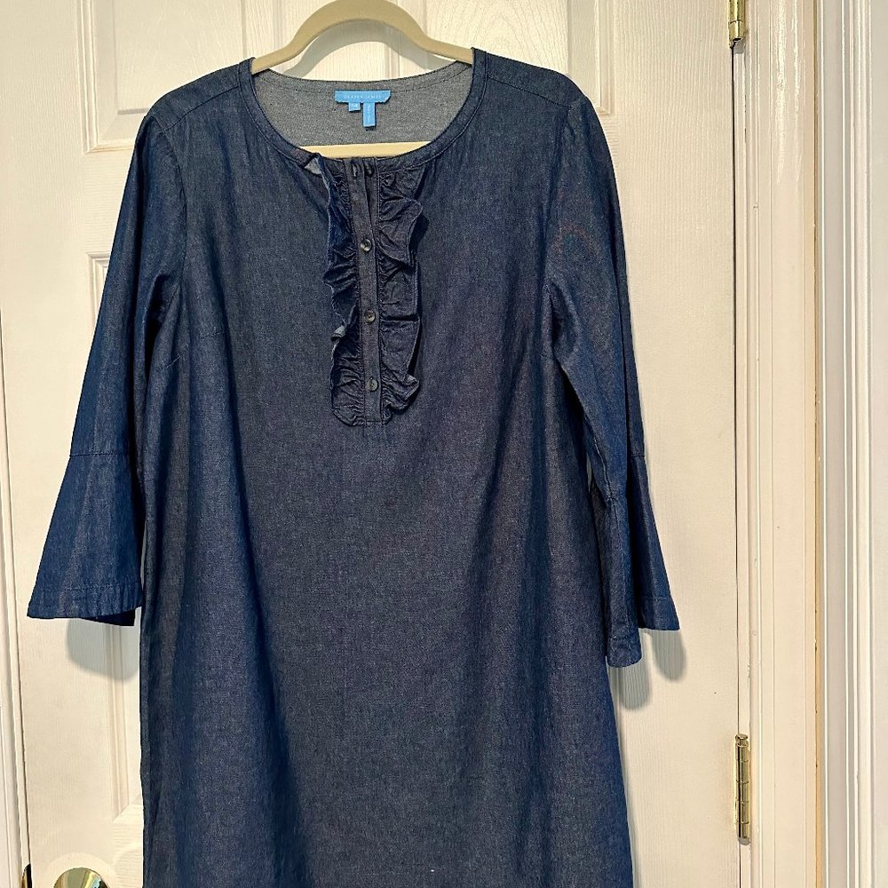 Chambray Ruffle Shift Dress